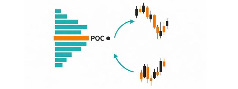 Volume Profile Point of Control (POC) acting as institutional support and resistance with price reversion and rejection examples